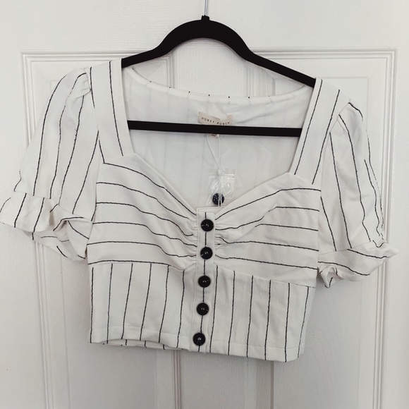 Honey Punch Stripe Button Crop Top! ✨ - Picture 1 of 4